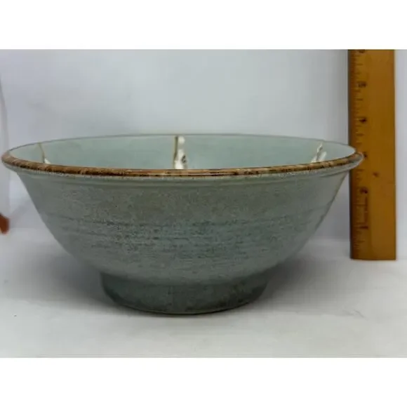 Late 20th Century Japanese Shosun Mint Large 8 3/8” Ceramic Bowl Cherry Blossoms